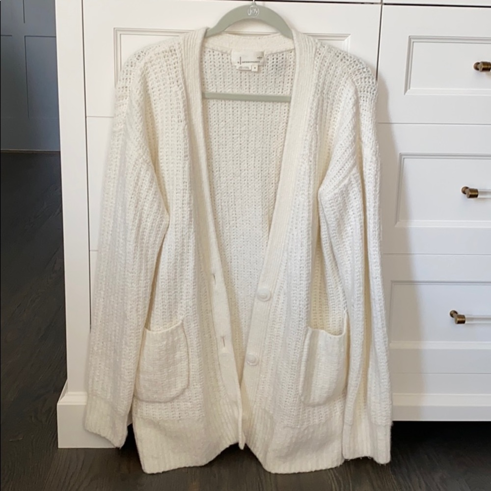 Anthropologie Ivory cardigan sweater with buttons